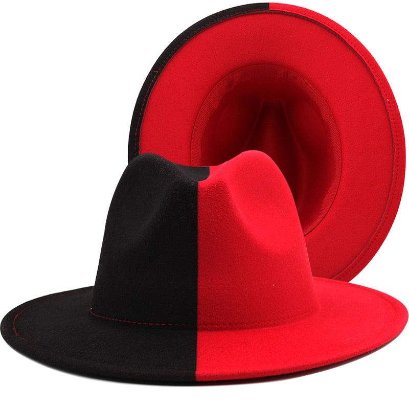 Black White Modern Unisex Fedora Hat Women Unisex Wide Brim Party Cowboy Cap Men Gentleman Wedding Hat Two Colors Fedora Hat Solid Color Wide Brim Winter Autumn Hat Stevvex