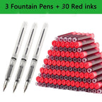 33 Pcs Kawaii Fountain Pen Replaceable Ink Set Black/Blue/Red ink EF 0.38mm School Pens Office Supplies Stationery for Writing Lootquake LLC
