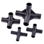 8/12/16/19mm Black PVC Pipe Fittings 4-way Connector Tent Wardrobe Fixed Fittings Plants Support Joint, DIY Shelf Tube Fittings