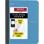 Five Star Tidewater Blue Composition Book with Study App 80 Wide-Ruled Sheets 7.5\" X 9.75\" Lootquake LLC