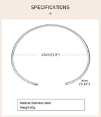Choker Neck Cuff for Women, Open Collar Choker Torques Necklace Adjustable ,Simple Stainless Steel Jewelry