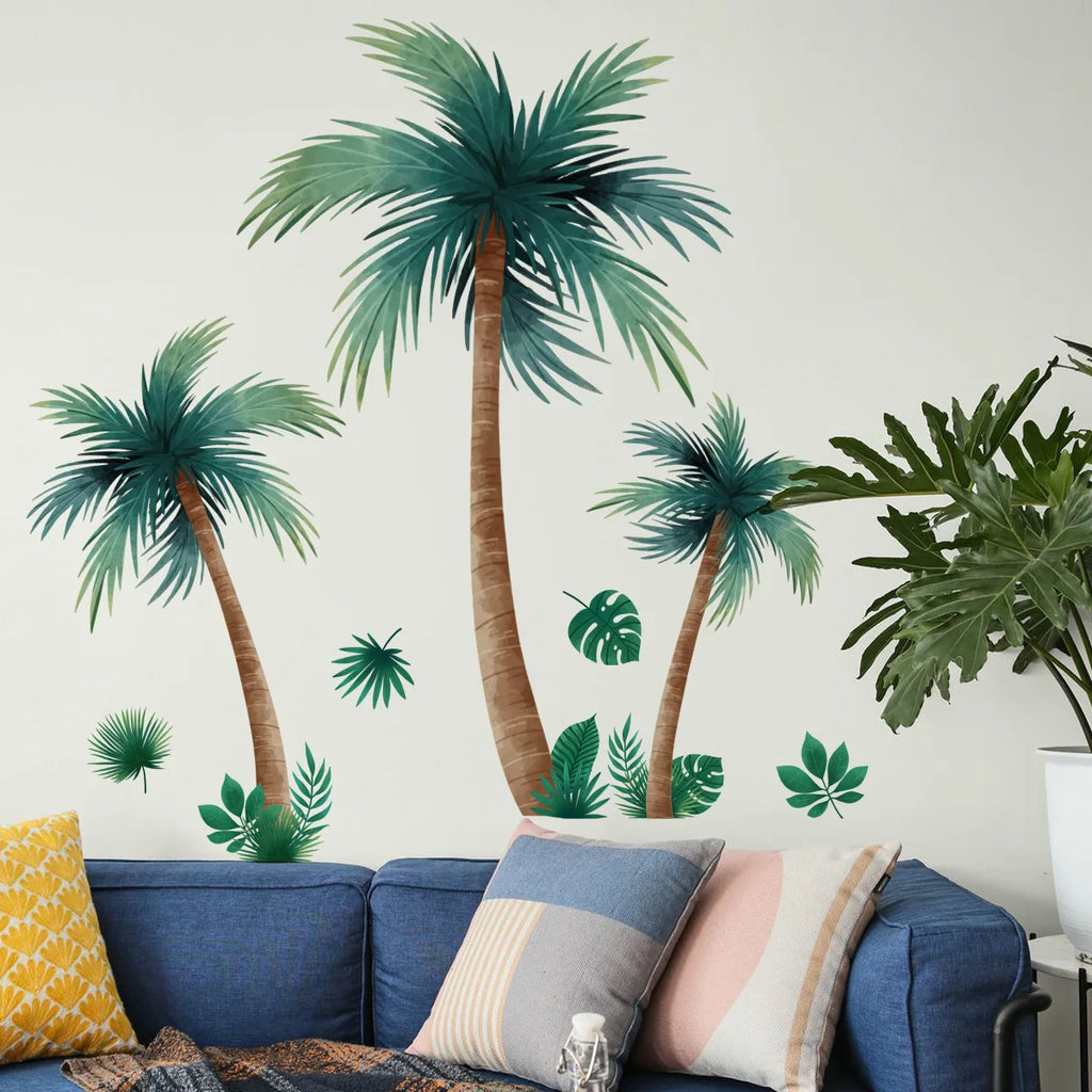 Giant Plant Palm Tree Vinyl Tile Wall Stickers For Bedroom Accessories Wallpaper Wall Decor Room Decor Living Room Decoration Lootquake LLC