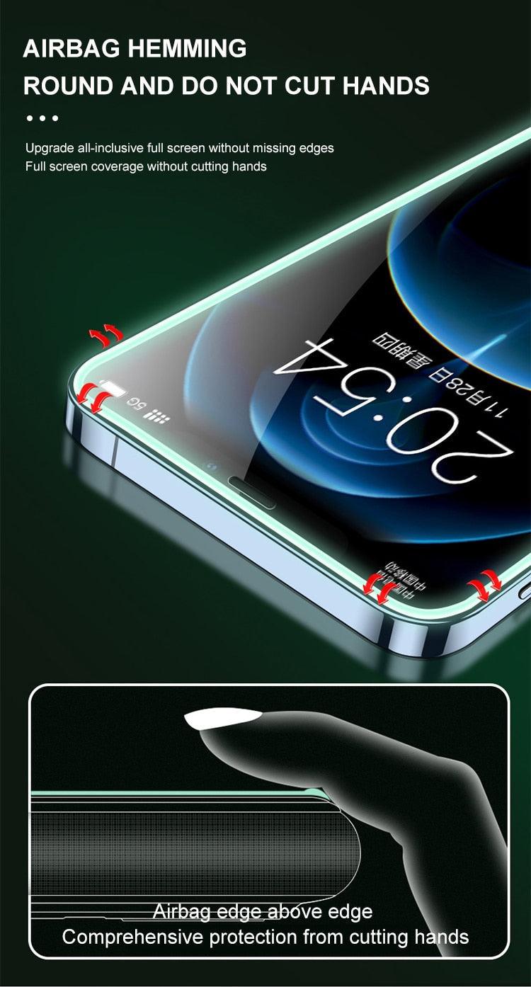 2Pcs Luminous Protective Glass For iPhone 14 13 12 11 Pro Max X XR XS Screen Protector For 7 8 6 Plus SE3 Glowing Tempered Glass  Luminous Glowing Tempered Glass Screen Protector for iPhone Stevvex