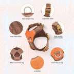 Retro Pet Harness - Adjustable PU Leather & Mesh Fashioned Furbabies