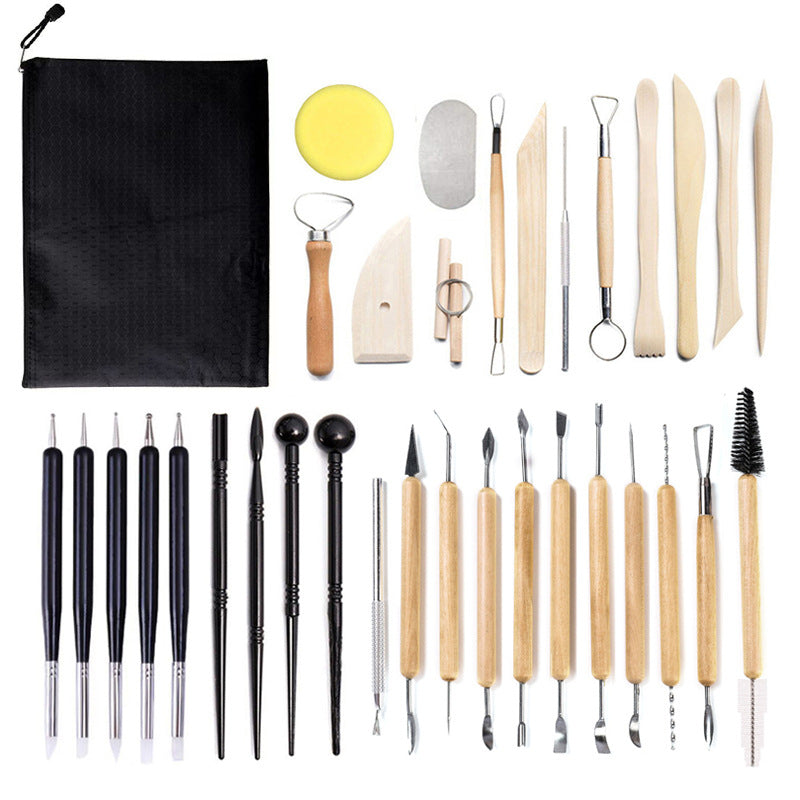 34pcs Sculpt Smoothing Wax Carving Pottery Ceramic Tools Polymer Shapers Modeling Carved Tool Perfect Lootquake LLC