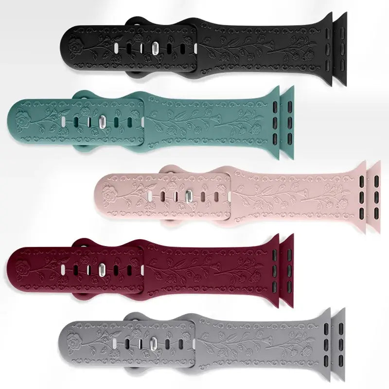 Apple Watch Silicone Band - Floral Engraved - Stylish Design - SJB-DIAMOND ELITES