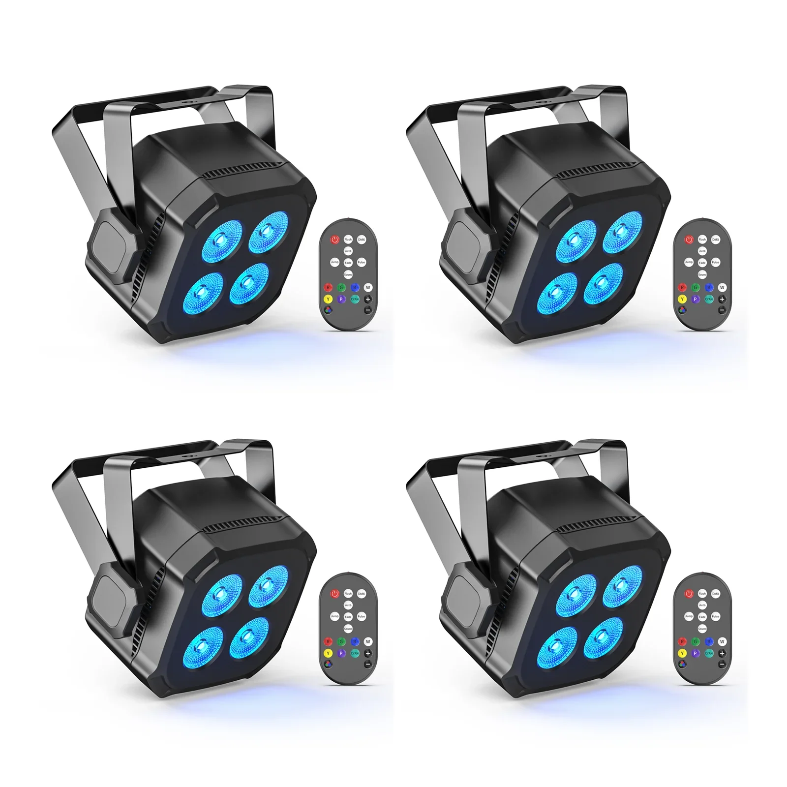 Yiflamefly 4Pcs 30W Par Lights 4x8W LED RGBWYP+CYAN DJ Light Remote & DMX Controlled Stage Light For Wedding Party Club Disco