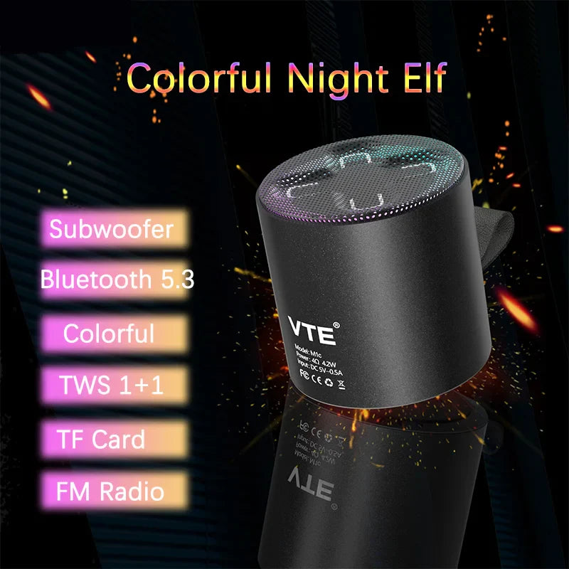 Wireless Speaker Portable Bluetooth 5.3 RGB Light Music Player Long Play TWS Connectivity Mic Subwoofer Mini Outdoor Bass Sound Lootquake LLC