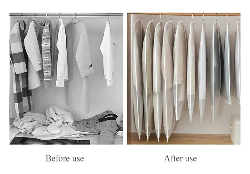 Clothes Dust Cover Plastic Waterproof Transparent Clothing Covers Home Storage Bag Clothing Hanging Garment Bag Wardrobe Storage Lootquake LLC