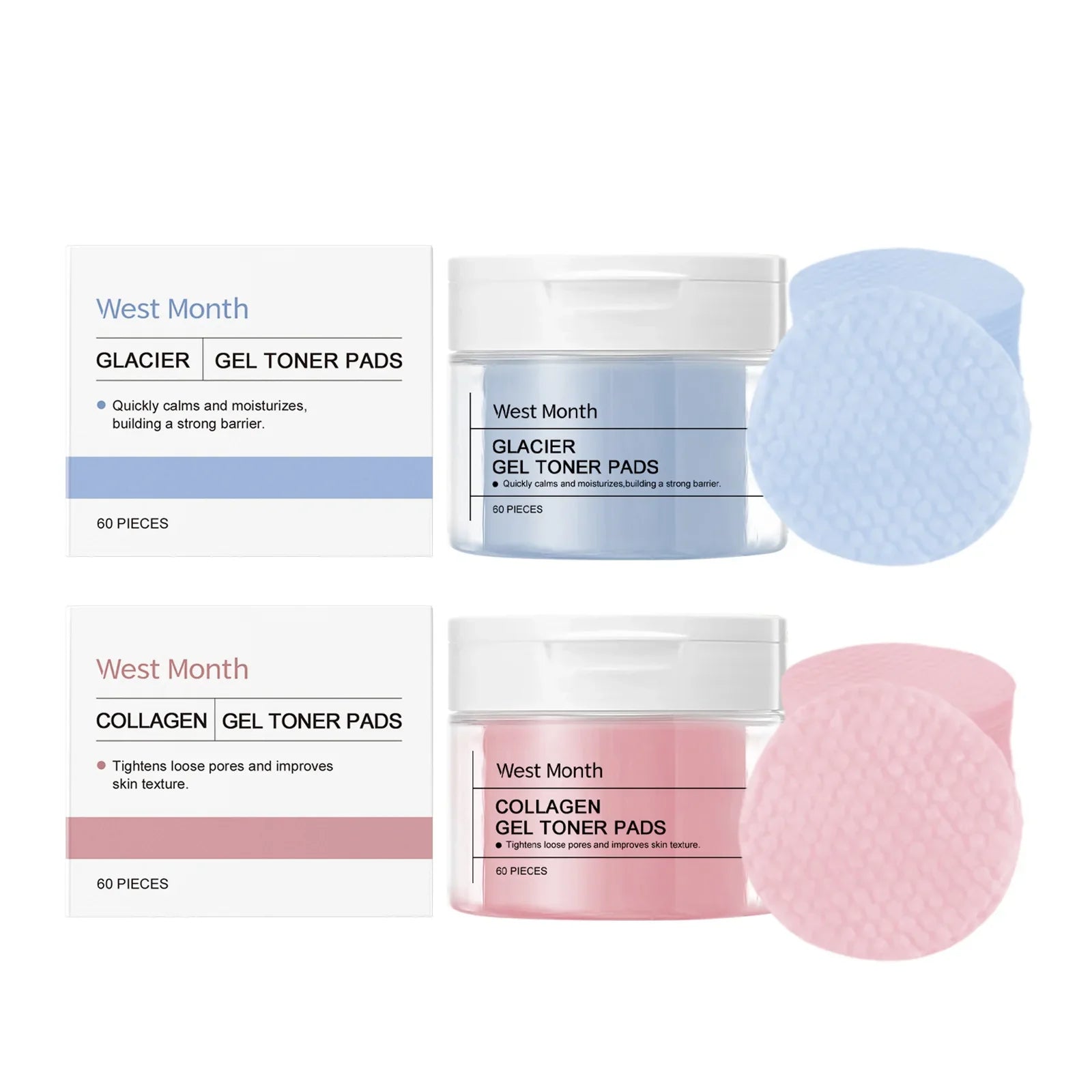 Collagen Pad Facial Toner Fade Fine Lines Brightening Skin Tone Improve Sensitive Acne Facial Skin Soothing Glacier Cotton Pads Lootquake LLC