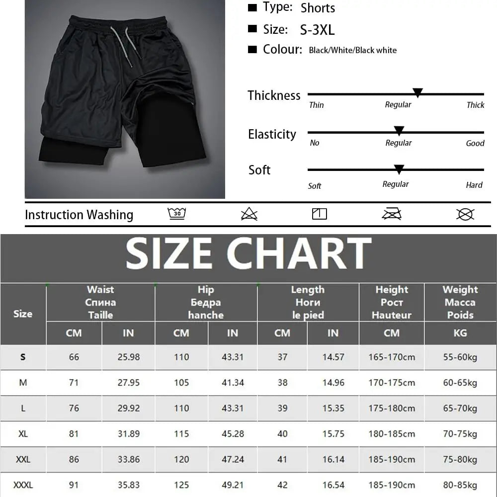 Men's Gym Short Double-deck Quick Dry - SJB-DIAMOND ELITES