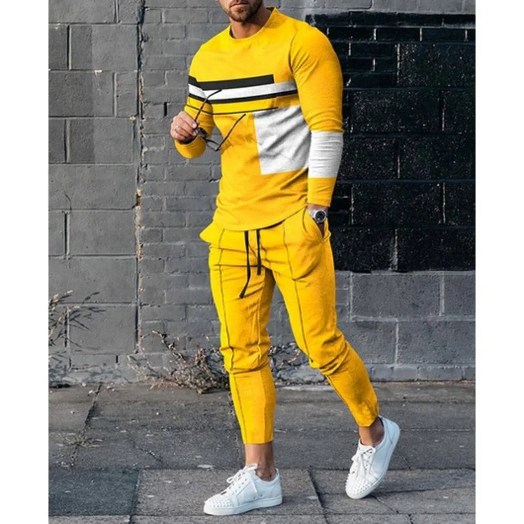 Men Long Sleeved T Shirt+Trousers Tracksuit 2 Piece - SJB-DIAMOND ELITES