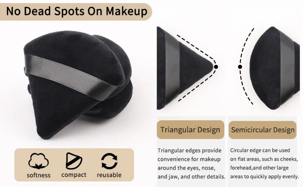 2/3/5/6/12Powder Puff Face Makeup Soft velvet Triangle Powder Puff For Loose Powder Setting Powder Makeup Foundation Beauty Gift Lootquake LLC
