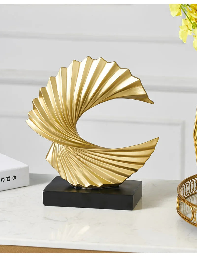 Modern Decor Abstract Sculpture Resin Sculptur Art Golden Statue Living Room Home Decoration Office Desk Decoration Accessories Lootquake LLC