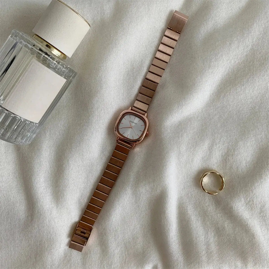 2024 Hot Brand Stainless Steel Strap Watch Women Luxury Gift Quartz Wristwatch Student Fashion Simple Square Quartz Watches