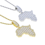 New Arrive Rectangle Cubic Zirconia CZ Paved Bling Africa Map Shaped Pendant Necklace Hip Hop Men Boy Cool Meaning Jewelry Lootquake LLC