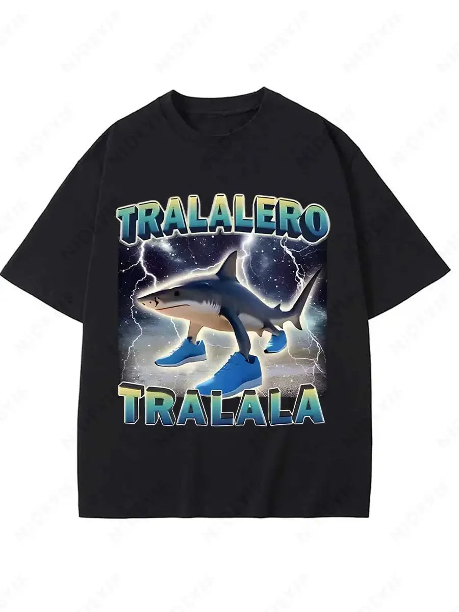 Tralalero Tralala Funny Shark Meme T-shirt Gifts Women's Fashion Gothic Vintage T-shirts Casual T Shirt Pi-Mart