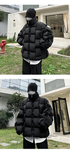 2023 Korean Fashion Thick Winter Jacket Men Parkas Jacket Men Outwear Coats Solid Stand Collar Windbreaker Cotton Padded Jacket