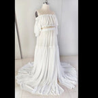 Maternity Dress For Photoshoot Pregnancy Off Shoulder Ruffled Semi Transparent Chiffon Long Dress Photography Dress For Women