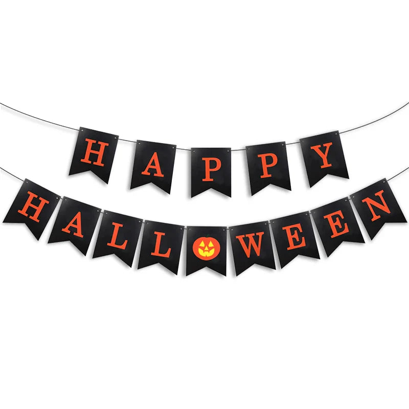 Halloween Party Paper Garland Bat Pumpkin Banner 2025 Happy Halloween Party Decoration for Home Trick or Treat Hanging Pendants Lootquake LLC