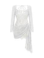 TARUXY Sexy Lace See-through Patchwork Corset Dress Female Bodycon Elegant Party MIrrgualr Mini Dress Women Tube Top Dress New