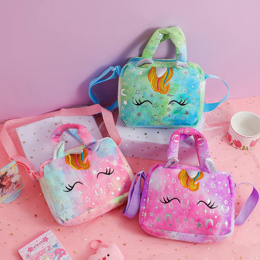 Plush Unicorn Single Shoulder Crossbody Bag for Children's Coin Purse Girl Travel Handbag Cute Student Gift Storage Pencil Bags Lootquake LLC