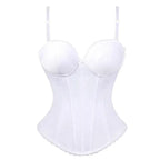 Black White Overbust Corset Top Cotton Bustier with Adjustable Straps Wedding Lingerie Body Shaper Underwear