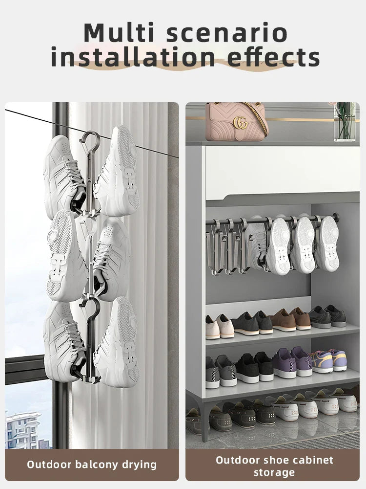 Household Shoes Drying Rack Balcony Foldable Shoe Hanger Clothing Hook Sneaker Rack Home Storage Lundary Tools Lootquake LLC
