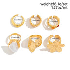 Ingemark Irregular Metal Flower Open Ring - Baroque Imitation Pearl Jewelry Femstylo