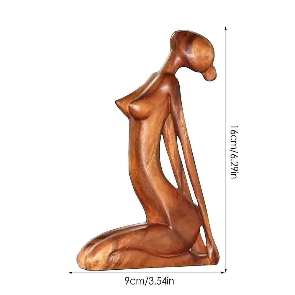Wooden Yoga Meditation Statue Handmade Abstract Pose Sculpture Wood Carving Creative Tabletop Ornaments Living Room Galleries Lootquake LLC