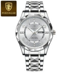 POEDAGAR Luxury Business Men's Wristwatch Stainless Steel Date Week Man Watch Waterproof Luminous Fashion Quartz Watches For Men