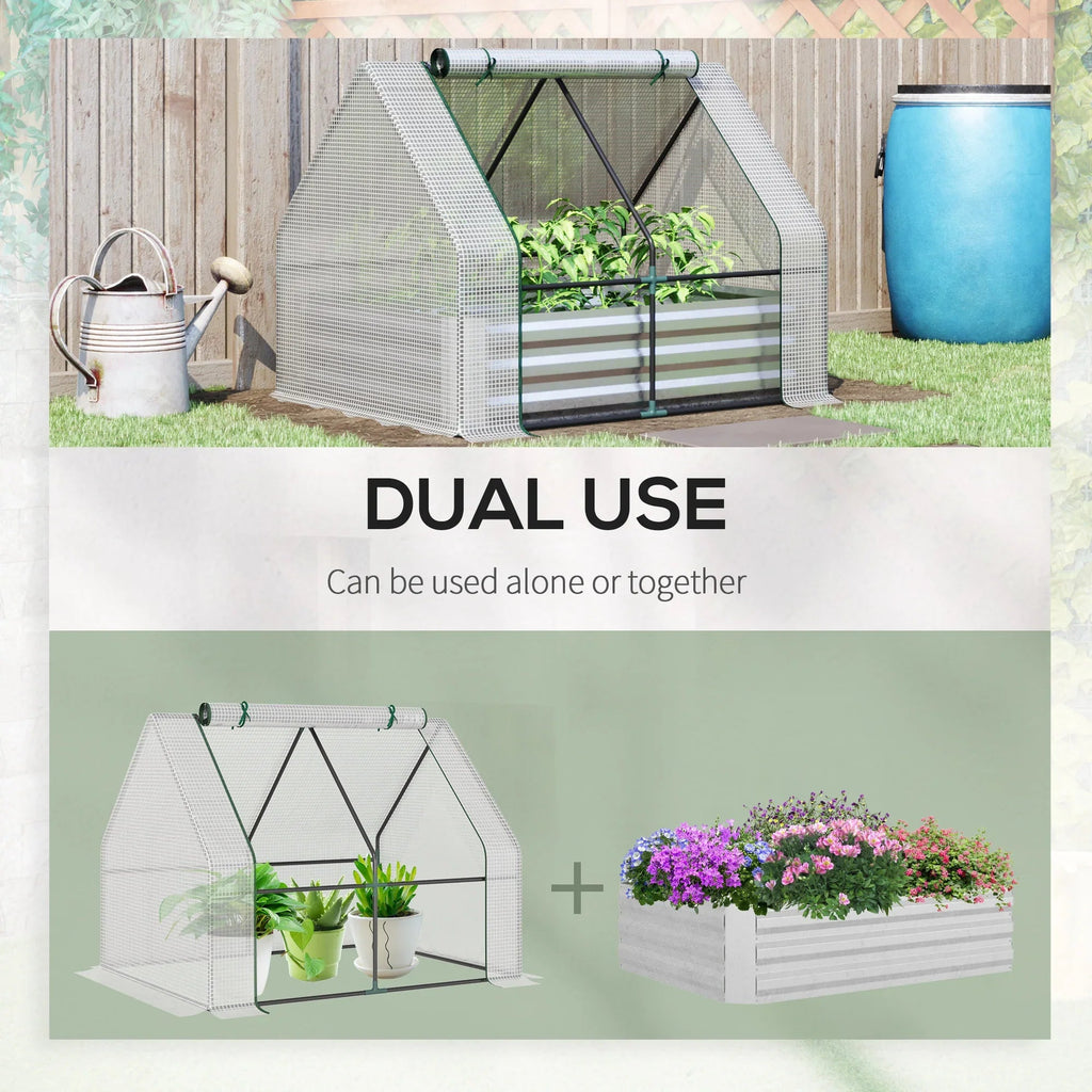 Steel Raised Garden Bed Planter Box Kit with Greenhouse, for Dual Use, Green Lootquake LLC