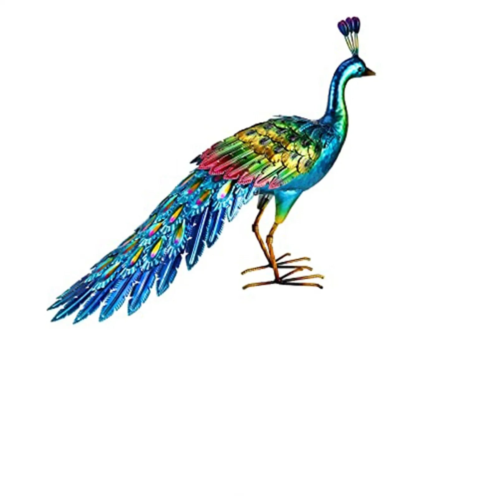 Peacock Statue Sculpture Handmade Crafts Ornament Animal Figurine Standing Posture Collectible Peacock Figurine Garden Craft Lootquake LLC