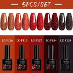 LILYCUTE 5Pcs/Set 7ML Red Brown Nail Gel DIY Nail Art Semi Permanent UV Gel Polish Long Lasting Design Manicure Kit Supplies Lootquake LLC