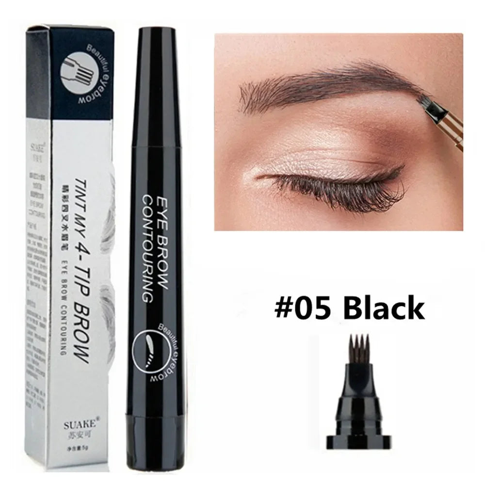 4 Fork Eyebrow Pencil Natural Waterproof Anti-sweat Lasting Liquid Does Not Faint Dye Extremely Fine Eyebrow Pencil Makeup Tool Lootquake LLC