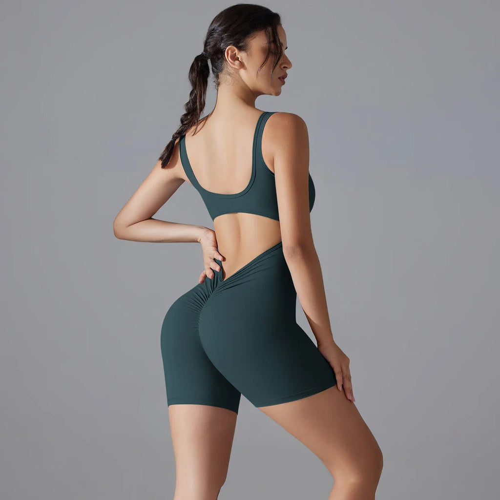 VibeFlex Women's Scrunch Jumpsuit - Yoga & Gym Ready THRIXINE