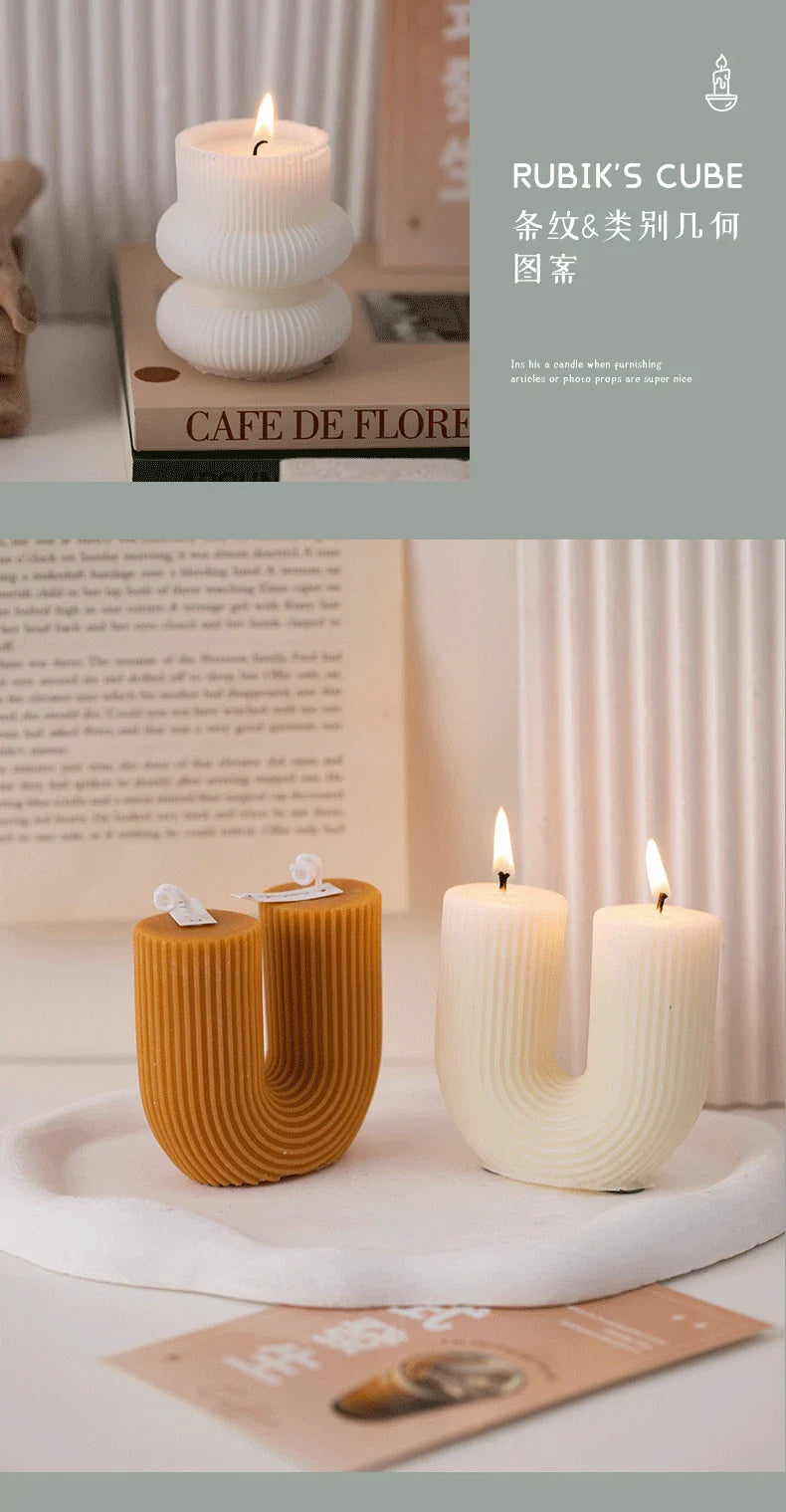 U Shaped Candle Scented Candles Ribbed Aesthetic Home Decorative Candles Smokeless Personalized Candles Guest Gift Lot Lootquake LLC