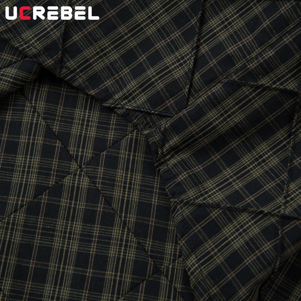 Plaid Spliced Fake Two Pieces Shirts Mens High Street Spring Loose Single Breasted Long Sleeve Lapel Shirts Shirts Men Lootquake LLC