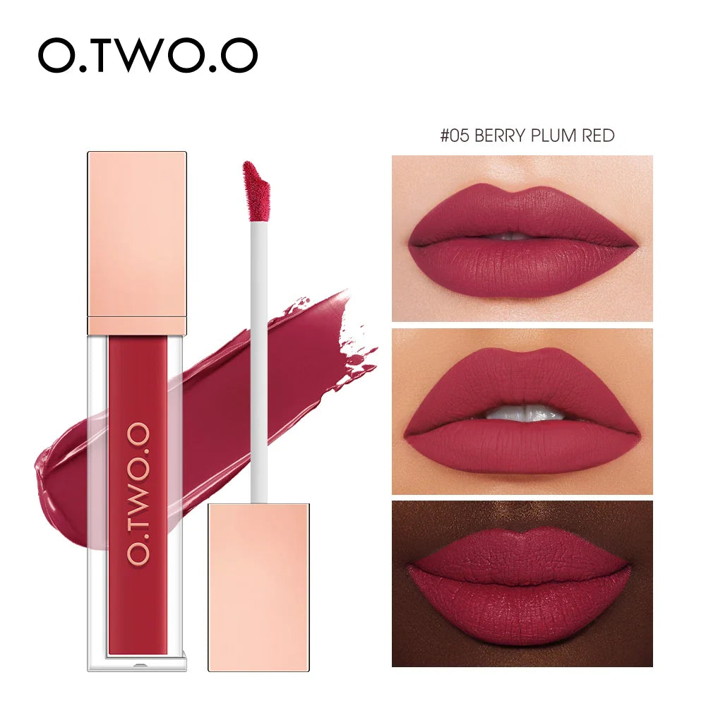 O.TWO.O 12 Color Liquid Lipstick Matte Finish Sexy Silky Lip Gloss Waterproof Kiss-proof Lasting Lip Glaze Lip Tint Cosmetics Lootquake LLC
