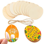 30-80mm Wooden Easter Eggs Pendants Blank Bunny Eggs Wood Chips Happy Easter Party Hanging Decoration Kids DIY Painting Crafts Lootquake LLC