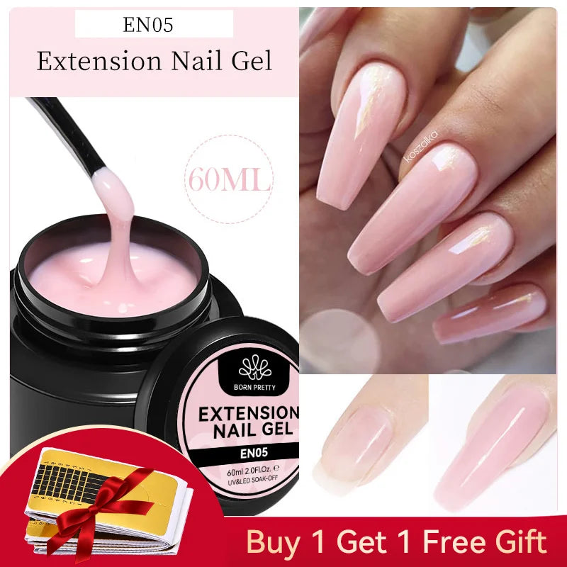 BORN PRETTY 60/30ml Hard Jelly Extension Nail Gel Polish French Nails Nude Pink White Clear Nail Supplies Gel for extension Lootquake LLC