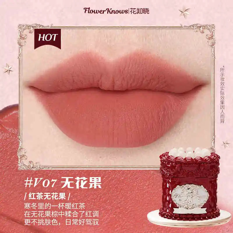Flower Knows Strawberry Rococo Series Cloud Lip Cream Lip Gloss Long Lasting Velvet Lip Tint Lipstick for Women Cosmetic Lootquake LLC
