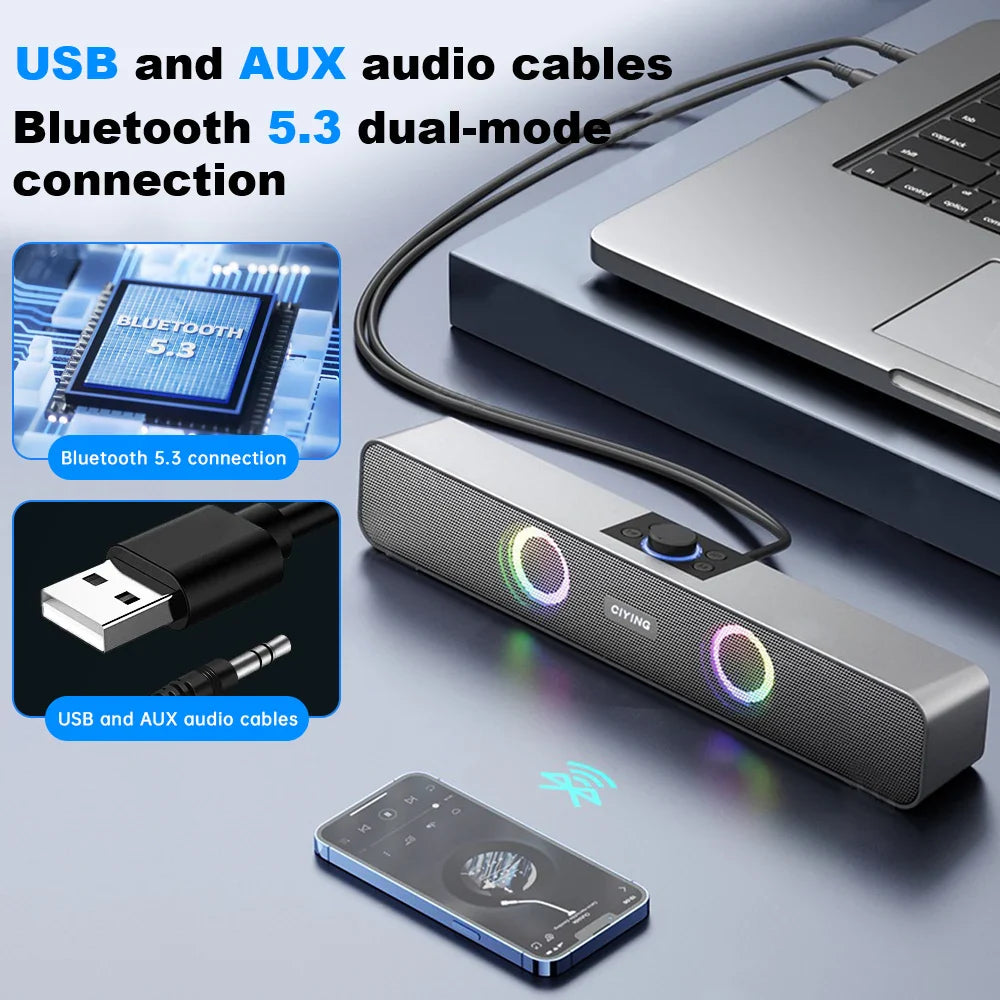 Bluetooth Speaker HD Sound Portable Playback AUX TF Card and USB LED Light Speaker Bluetooth 5.3 Wireless Loud Speaker amplified Lootquake LLC