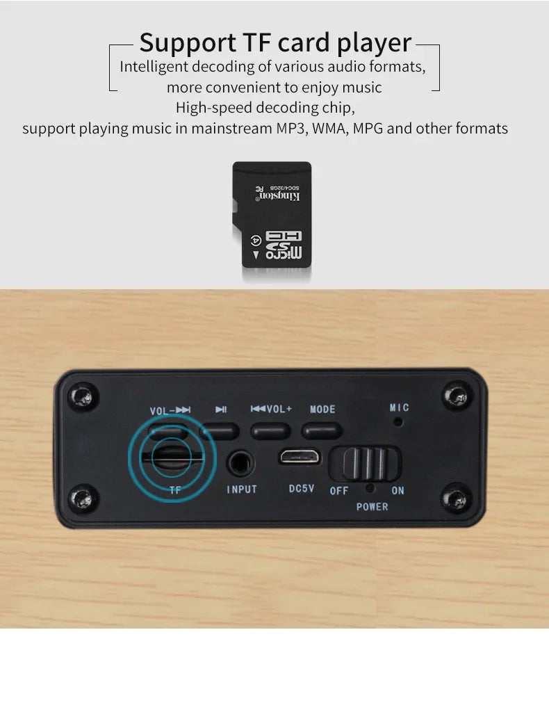 Wooden Bluetooth Speaker Portable Wireless Subwoofer Clock Soundbox Home Computer Echo Wall Soundbar HiFi Stereo TF AUX U Disk Lootquake LLC