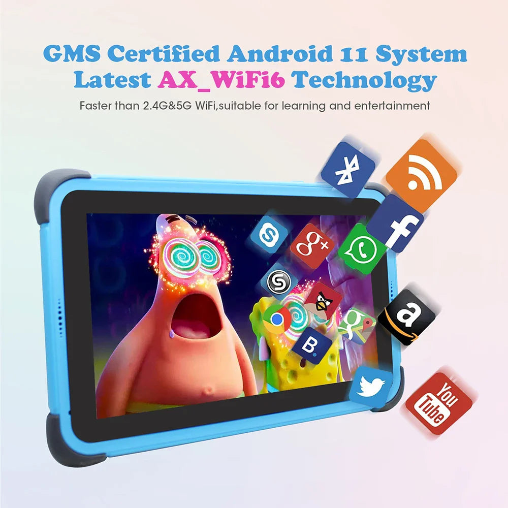 weelikeit 8 Inch Kids Tablet for Child Android 11 1280x800 IPS Children Study Tablet 2GB 32GB Quad Core 4500mAh Wifi with Stand Lootquake LLC