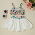 Toddler Girl Boho Chic Sleeveless Top and Denim Skirt Set with Embroidered Details and Matching Belt - 3 Piece Outfit Lootquake LLC