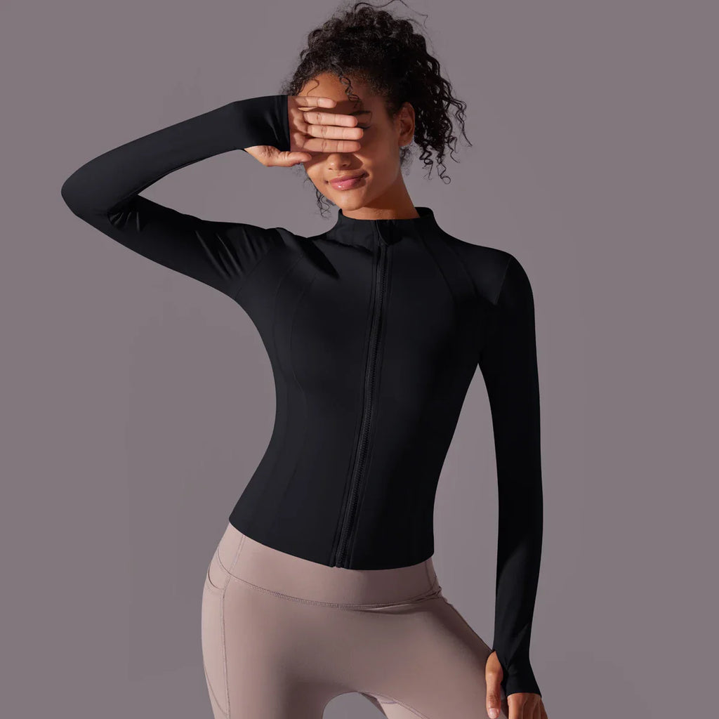 Women's Full Zip Yoga Top With Thumbholes - SJB-DIAMOND ELITES