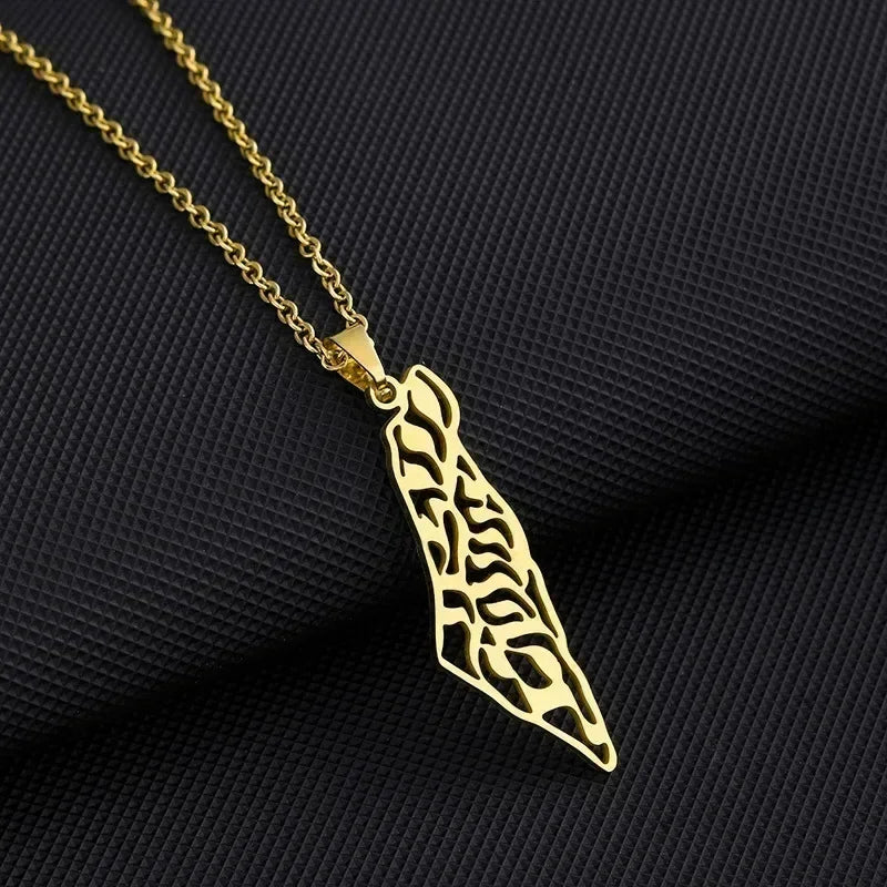 Palestine Map Necklace - Stainless Steel Pendant - Hypoallergenic & Dainty