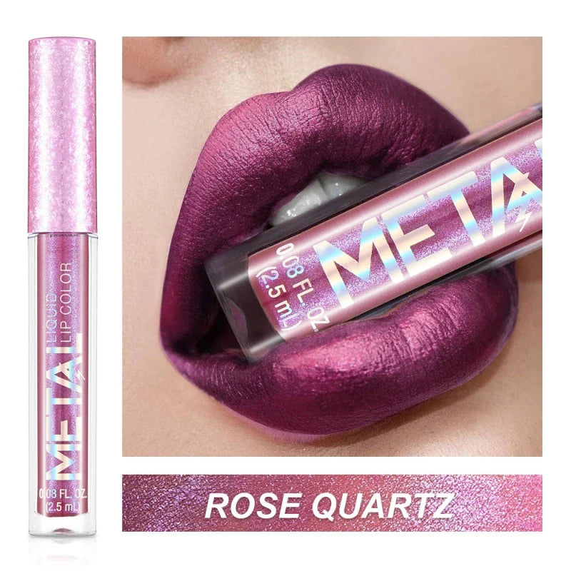 Metallic Matte Liquid Lipstick Waterproof Long Lasting Non-Stick Cup Matte Shimmer Glitter Lip Gloss Women Lips Makeup 12 Colors Lootquake LLC