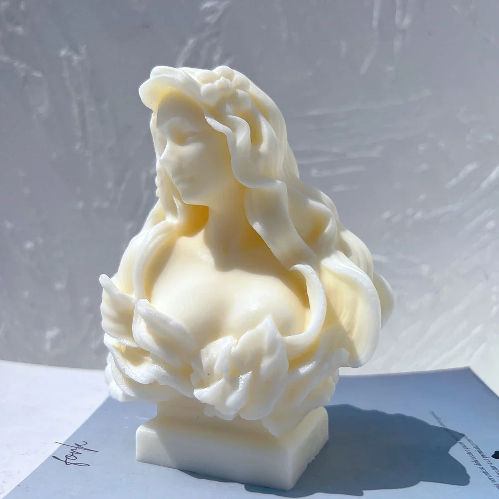 Beautiful Lady Statue Candle Mold Goddess Female Bust Silicone Molds Greek Art Woman Sculpture Soy Wax Tool Lootquake LLC